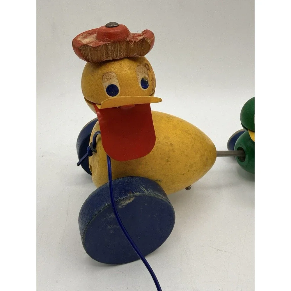 Vintage 1930’s Quacking Duck Fisher Price Wooden Duck Kids Pull Toy PAT 2424607